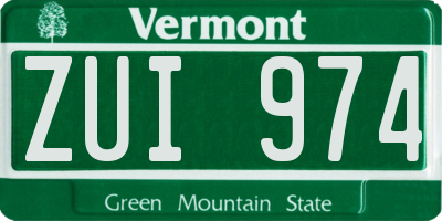 VT license plate ZUI974