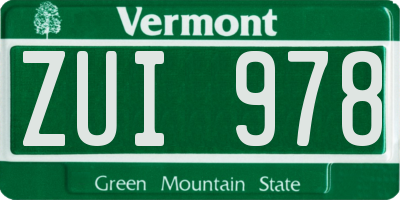 VT license plate ZUI978