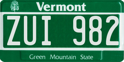 VT license plate ZUI982