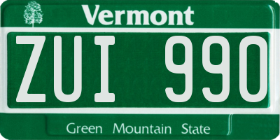 VT license plate ZUI990