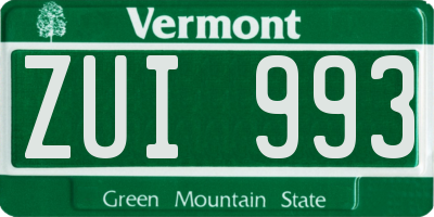 VT license plate ZUI993