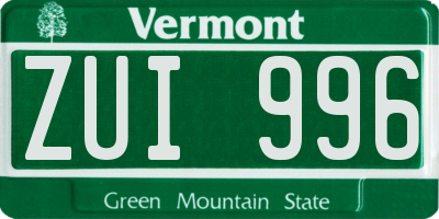 VT license plate ZUI996
