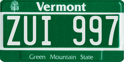 VT license plate ZUI997