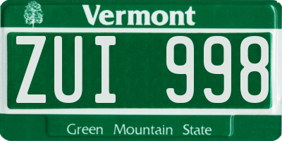 VT license plate ZUI998
