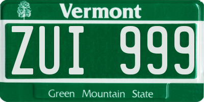 VT license plate ZUI999