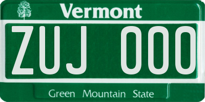 VT license plate ZUJ000