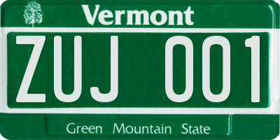 VT license plate ZUJ001