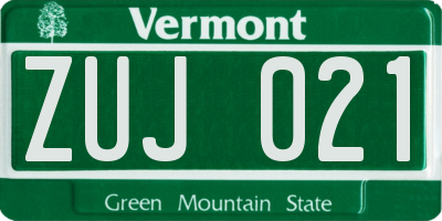 VT license plate ZUJ021