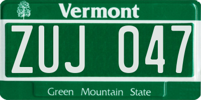 VT license plate ZUJ047