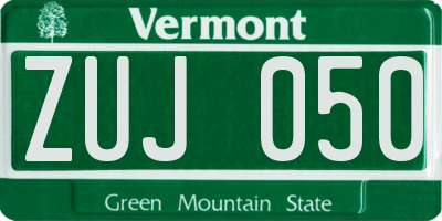 VT license plate ZUJ050