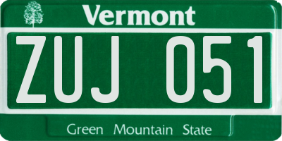VT license plate ZUJ051