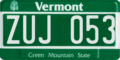 VT license plate ZUJ053