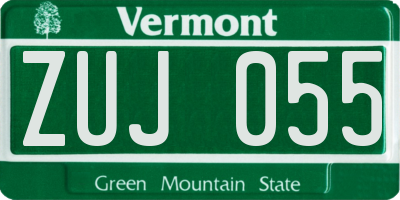VT license plate ZUJ055