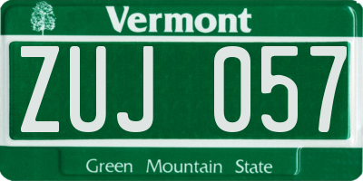 VT license plate ZUJ057