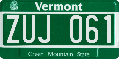 VT license plate ZUJ061
