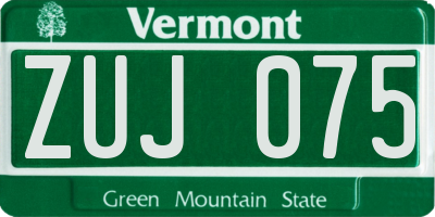 VT license plate ZUJ075