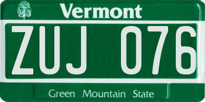 VT license plate ZUJ076