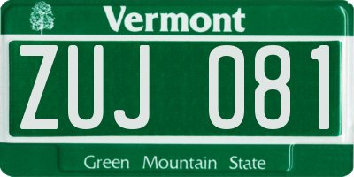 VT license plate ZUJ081