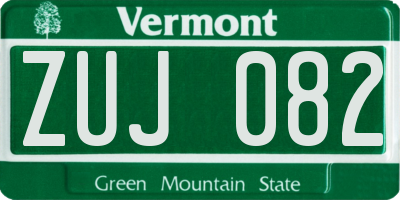 VT license plate ZUJ082