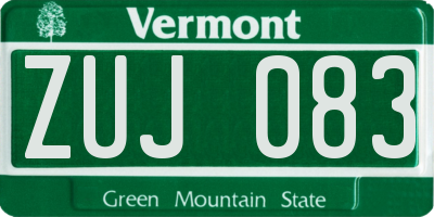 VT license plate ZUJ083