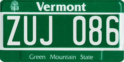 VT license plate ZUJ086