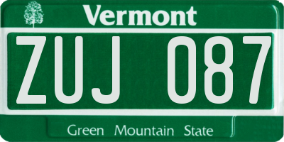 VT license plate ZUJ087