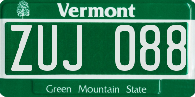 VT license plate ZUJ088
