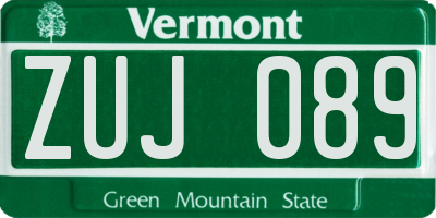VT license plate ZUJ089