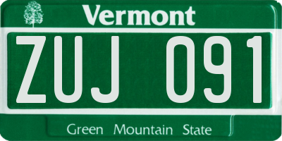 VT license plate ZUJ091