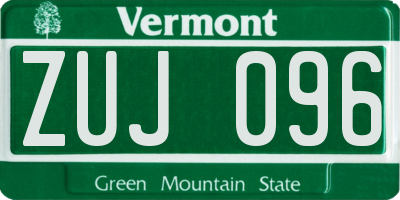 VT license plate ZUJ096