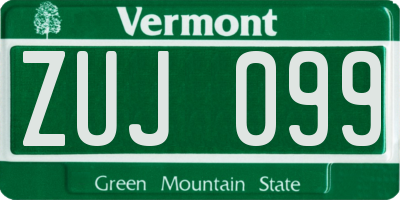 VT license plate ZUJ099