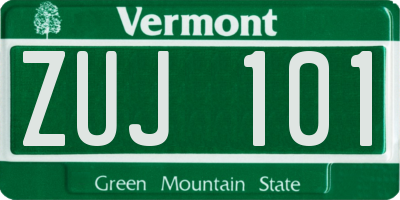 VT license plate ZUJ101