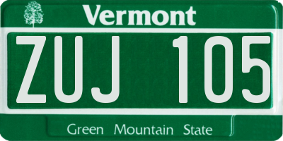 VT license plate ZUJ105