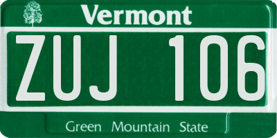 VT license plate ZUJ106