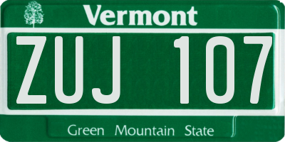 VT license plate ZUJ107