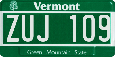 VT license plate ZUJ109