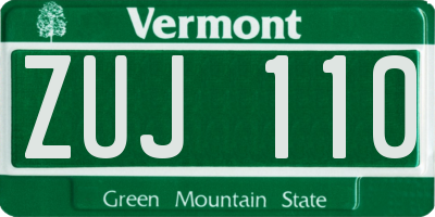VT license plate ZUJ110