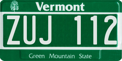 VT license plate ZUJ112