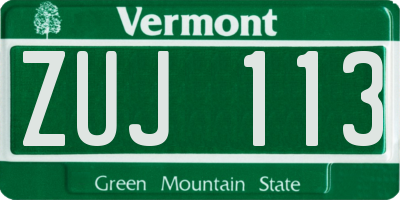 VT license plate ZUJ113
