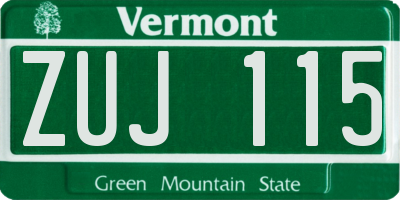 VT license plate ZUJ115