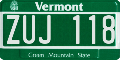 VT license plate ZUJ118