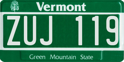 VT license plate ZUJ119
