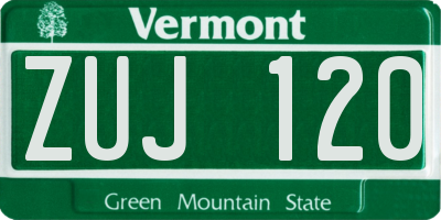 VT license plate ZUJ120