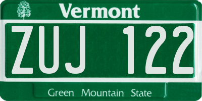 VT license plate ZUJ122