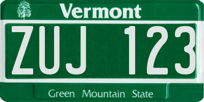 VT license plate ZUJ123