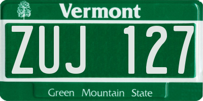 VT license plate ZUJ127