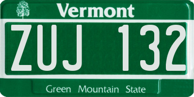 VT license plate ZUJ132