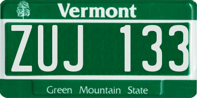 VT license plate ZUJ133