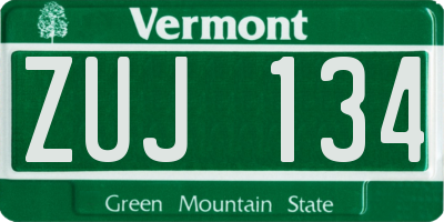 VT license plate ZUJ134