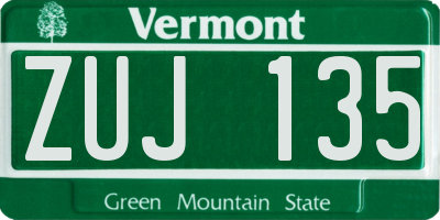 VT license plate ZUJ135